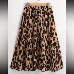 2x shein leopard print midi flowy skirt